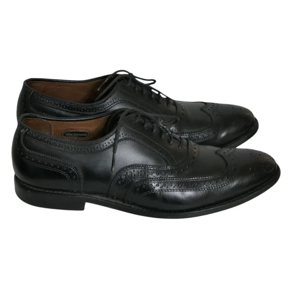 Allen Edmonds MCALLISTER Men's Leather Wingtip Oxford Brogue Shoes 9.5 D Black